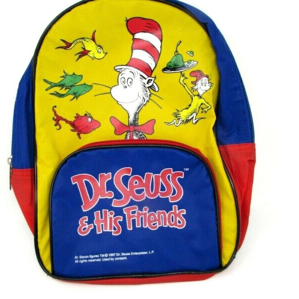 VINTAGE DR. SEUSS AND  HIS FRIENDS BACKPACK BOOKBAG  1997 - 12" X 9"